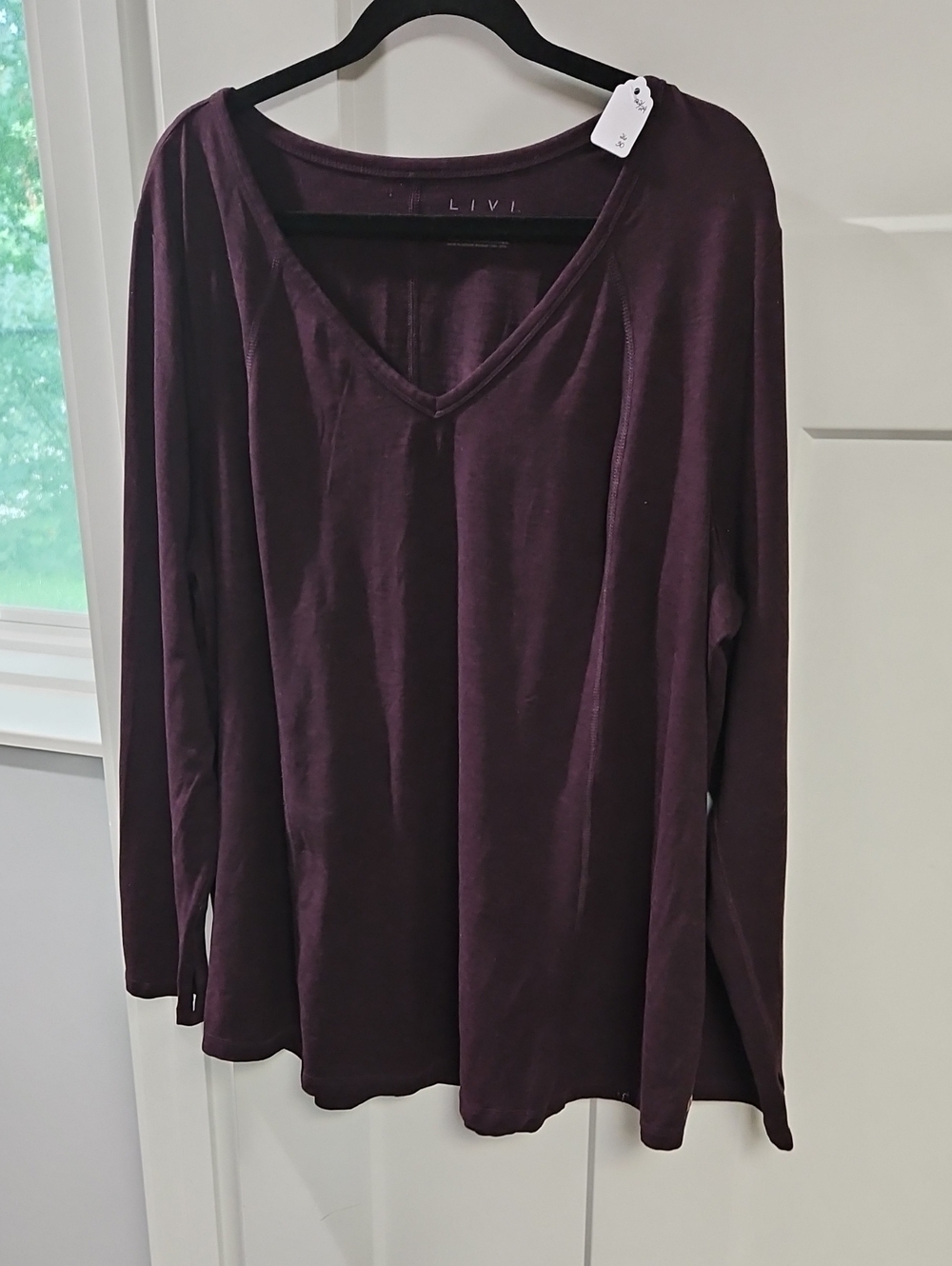 Livi Active Deep Plum V-Neck Long Sleeve Top